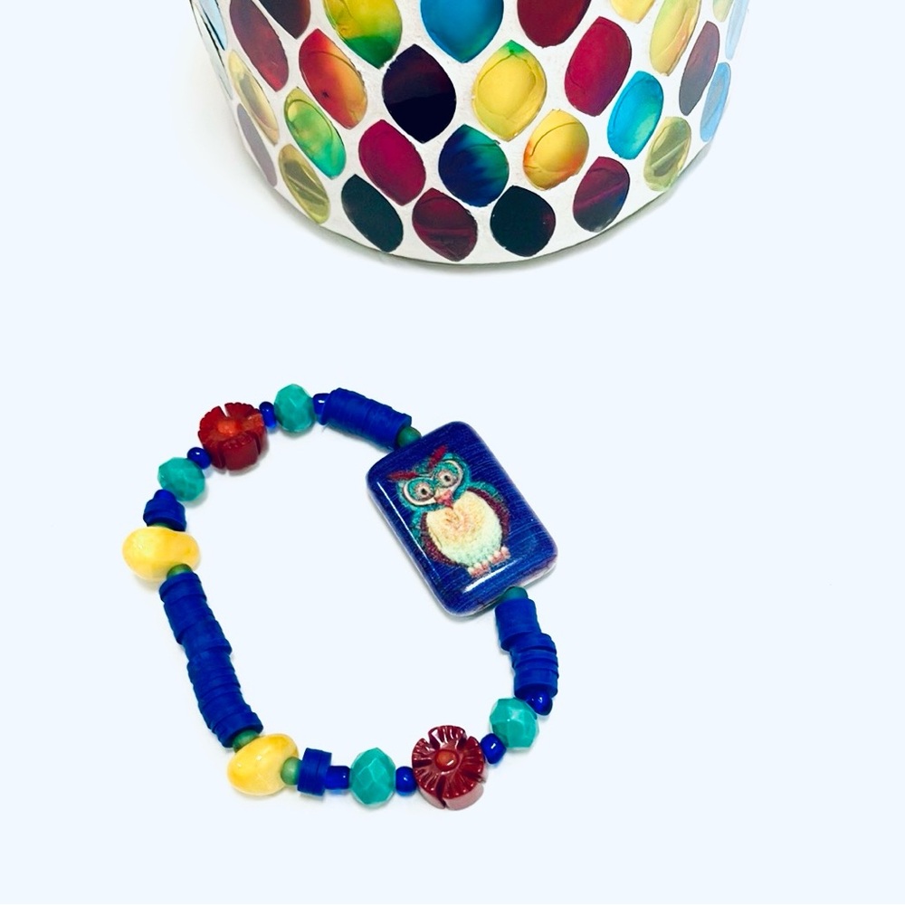 Artisan Crafted Stretch Owl Bracelet